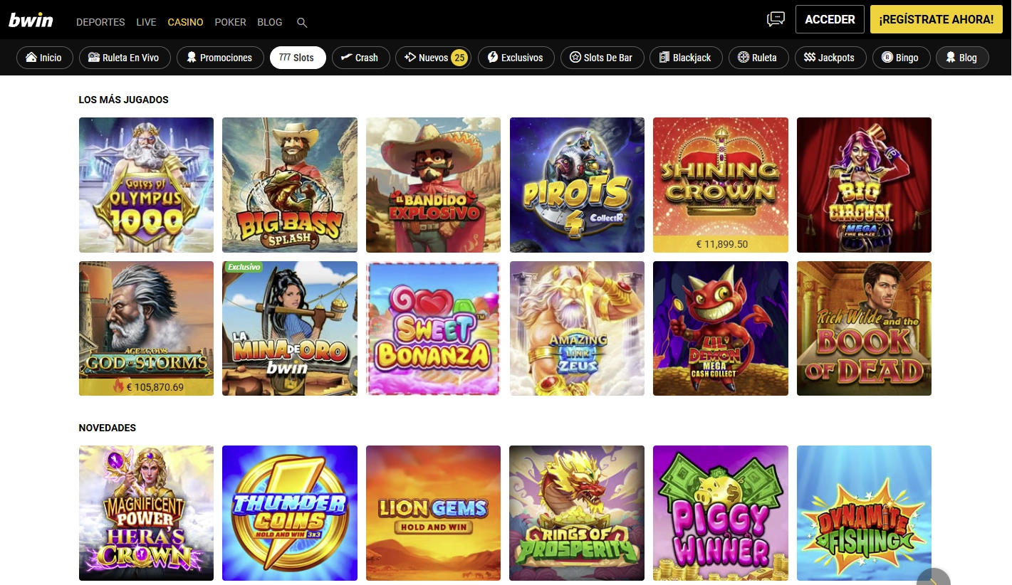 Galería de juegos destacados de Bwin Casino